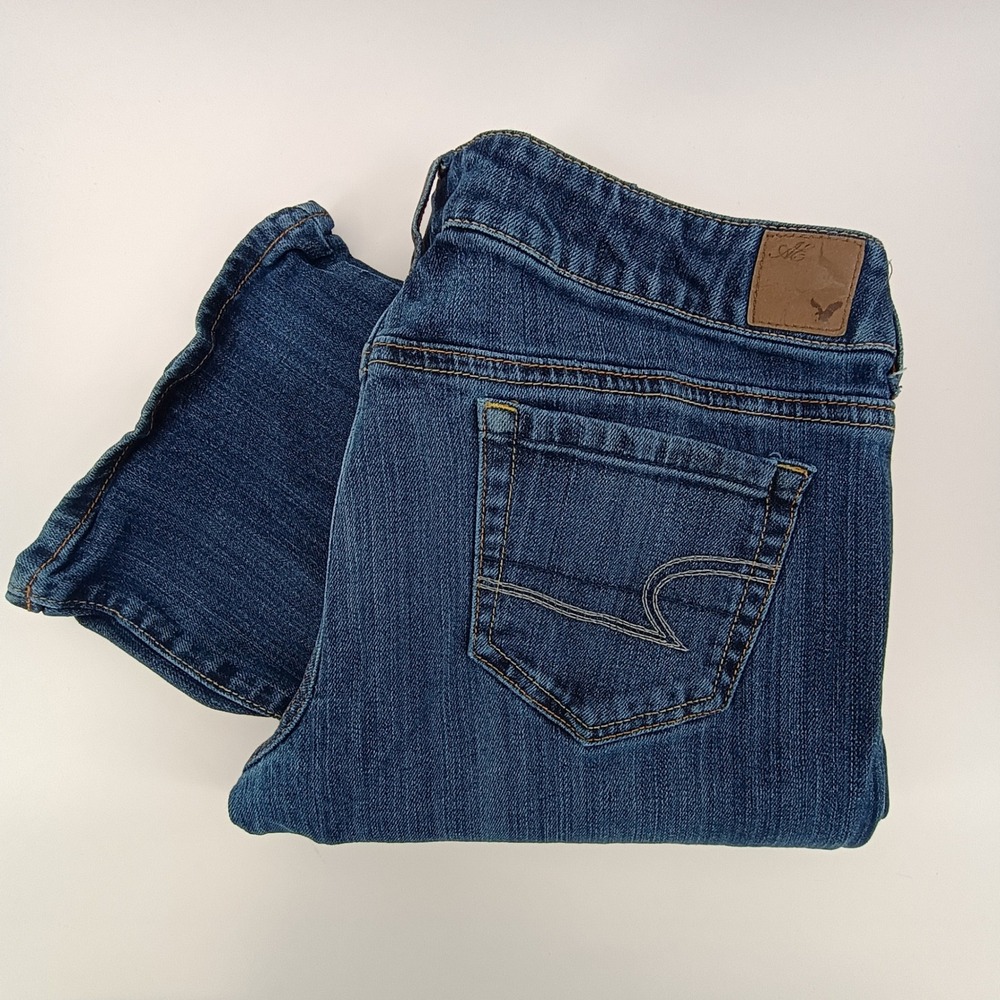 American Eagle Favorite Boyfriend Women 10 Blue Stretch Denim Jeans Casual Y2K